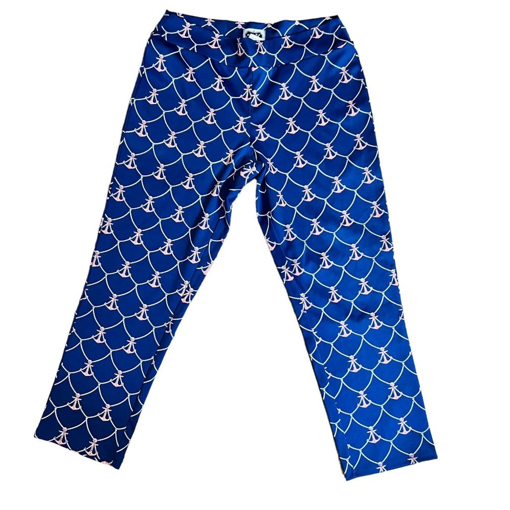 MUDPIE Pink Anchor Print Crop Pants